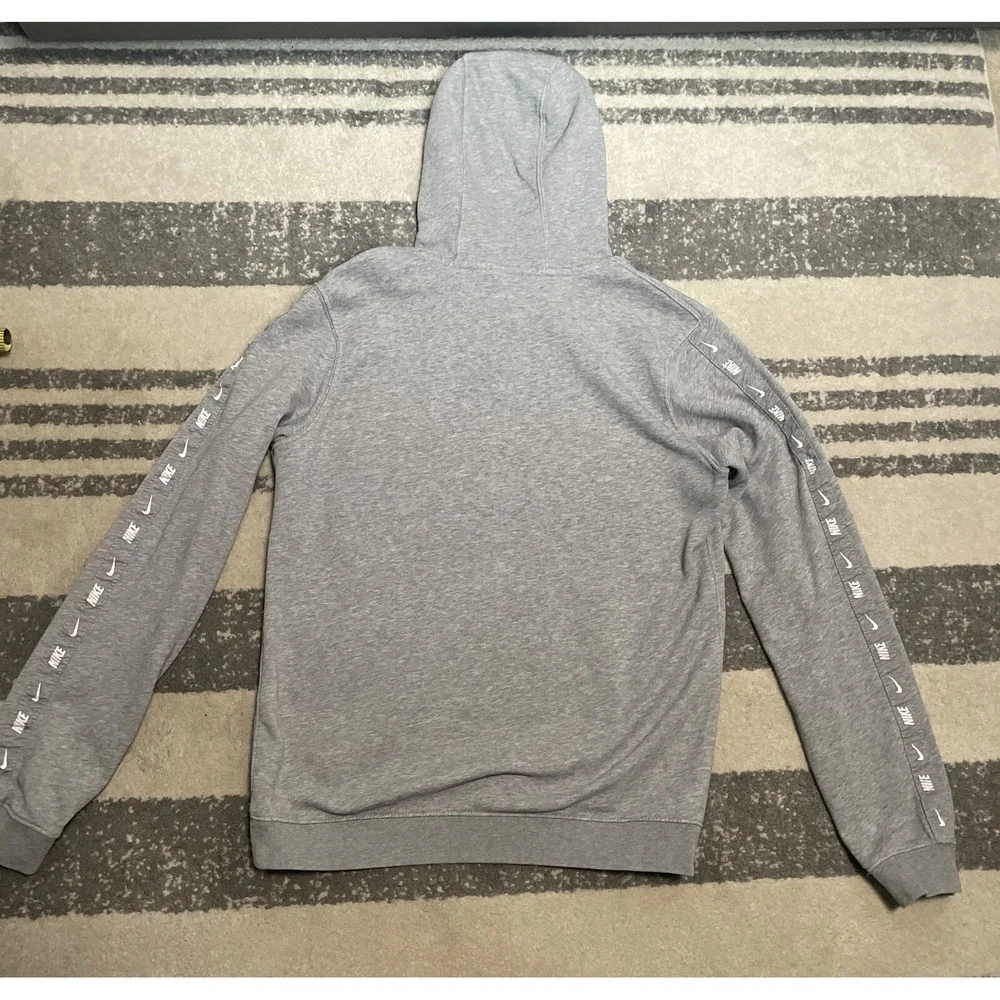 Nike Sportswear Repeat Logo Tape Hoodie Men Medium Gray Pullover AH9149-063 M